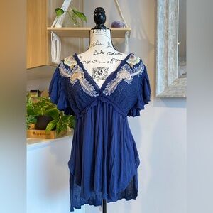 Free People Embroidered Boho Top